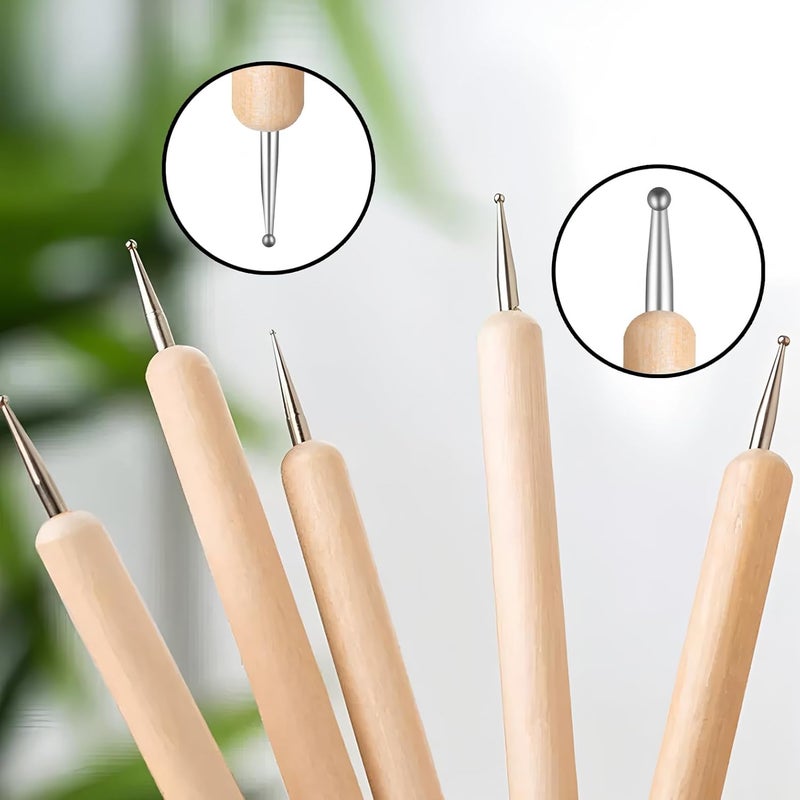 Anphly Embossing Needle Set, 5 Different Sizes of Embossing Needles, Double Headed Trajectory Point Selection Tool, Wooden, 5PCS - Image 3